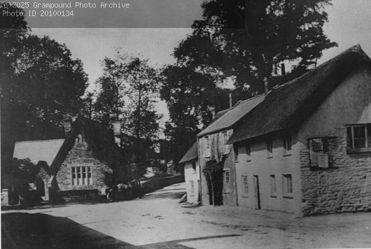 Picture of School, Cottages and Old Bridge c1895